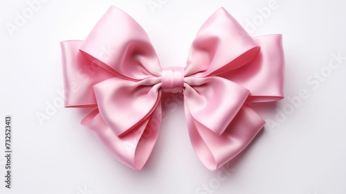 Pink Bow on White Background