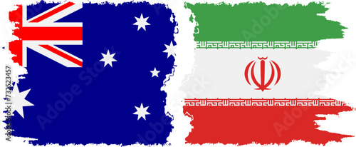 Iran and Australia grunge flags connection vector