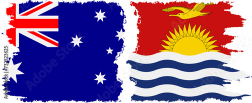 Kiribati and Australia grunge flags connection vector