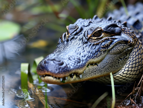 Crocodile waiting for its prey hiding in the ambush © Eliya