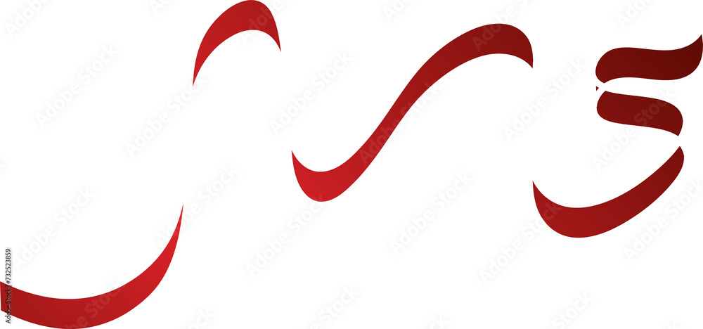 Red ribbon shadow. Decoration for holiday, new year