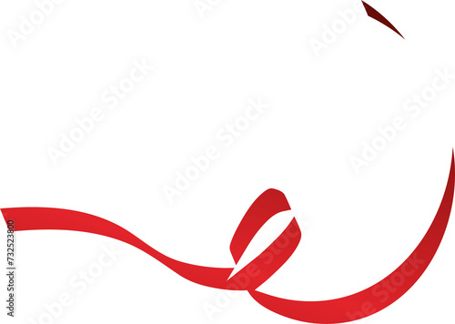 Red ribbon shadow. Decoration for holiday, new year