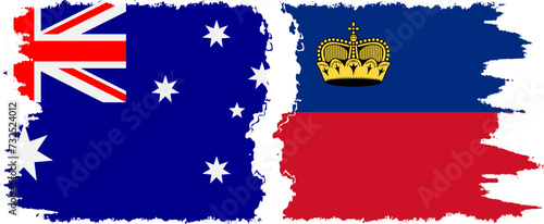 Liechtenstein and Australia grunge flags connection vector