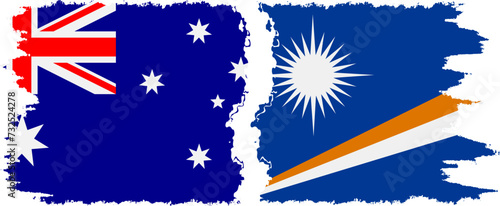 Marshall Islands and Australia grunge flags connection vector