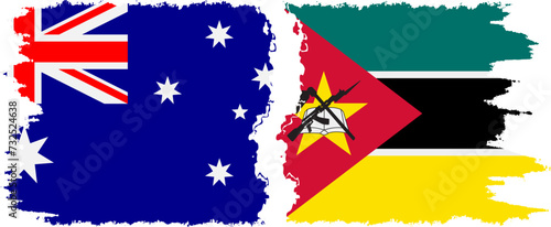 Mozambique and Australia grunge flags connection vector