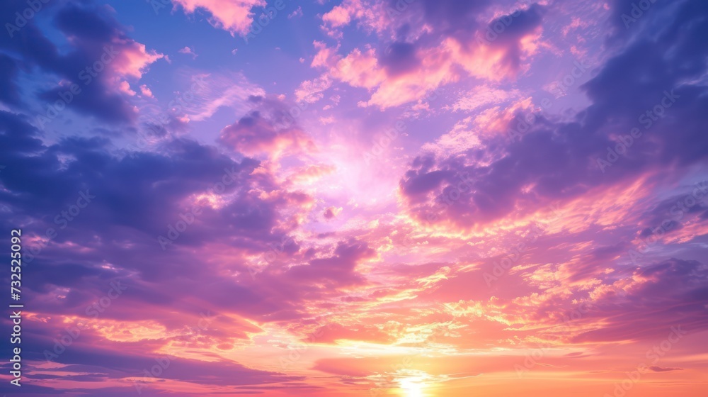 Beautiful colorful sky at dawn with a bright, dramatic sunrise, followed by a natural sunset sky Beautiful colorful sky at dawn with a bright, dramatic sunrise, followed by a natural sunset sky