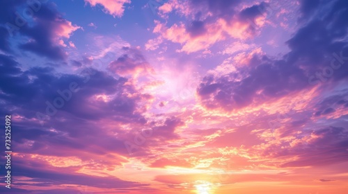 Beautiful colorful sky at dawn with a bright, dramatic sunrise, followed by a natural sunset sky