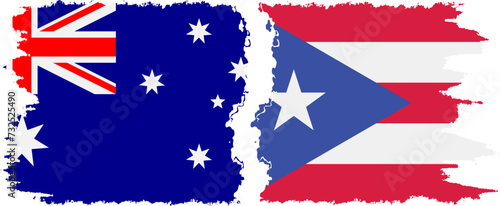 Puerto Rico and Australia grunge flags connection vector