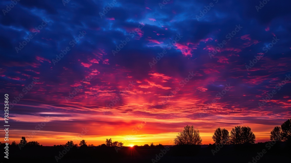 Fototapeta premium The natural beauty of the sunset sky captivates with its colorful display.