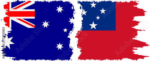 Independent State and Australia grunge flags connection vector