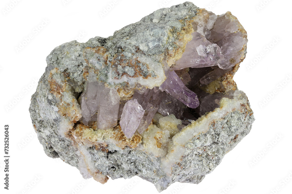 amethyst geode from Osilo, Sardinia, Italy isolated on white background amethyst geode from Osilo, Sardinia, Italy isolated on white background