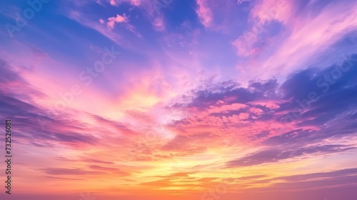 The dramatic, colorful sky at sunrise creates a scenic backdrop. 