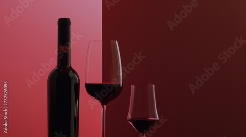 Red Wine Bottle and Glass Art