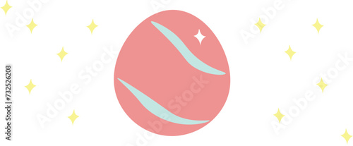 Pink easter egg with blue strip and yellow blinking image happy easter