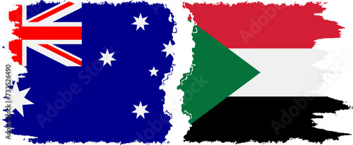 Sudan and Australia grunge flags connection vector