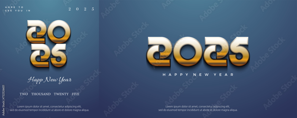 happy new year 2025 minimalist with luxury gold numbers. Premium design 2025 for calendar, poster, template or poster design.