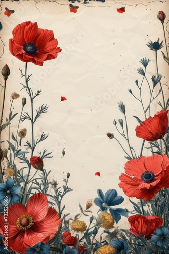 Journal sheet with lined writing space adorned by a hand-drawn border of wildflowers.