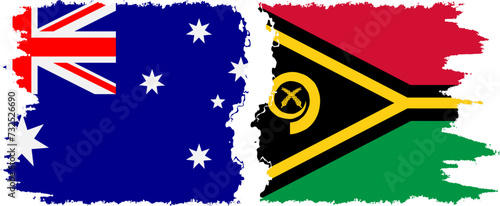 Vanuatu and Australia grunge flags connection vector
