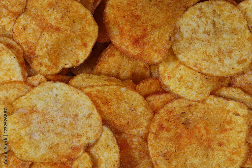 paprika flavored potato chips for background use paprika flavored potato chips for background use