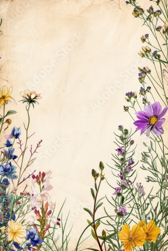 Journal sheet with lined writing space adorned by a hand-drawn border of wildflowers. © Matthew