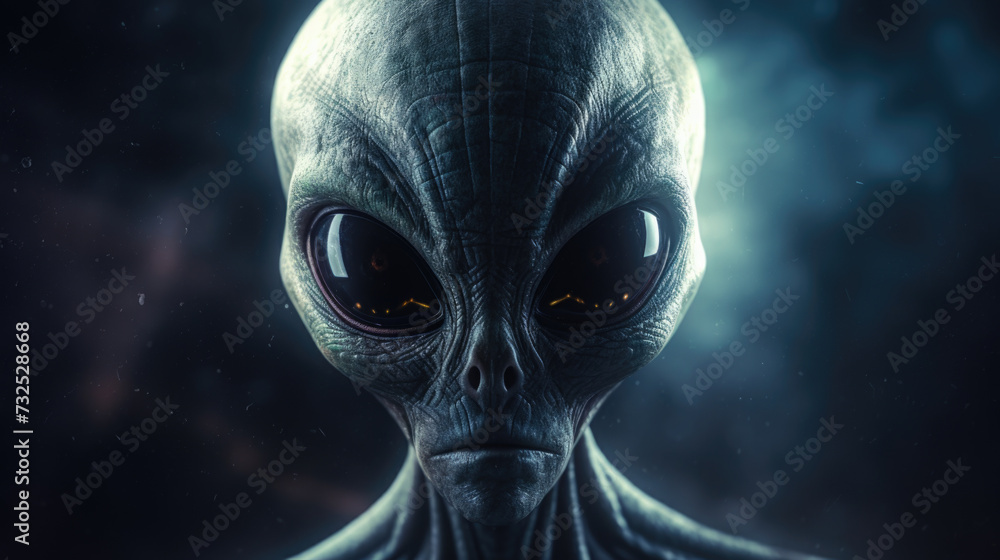 Alien creature has a message for humans. Grey kind humanoid from an other planet portrait series Alien creature has a message for humans. Grey kind humanoid from an other planet portrait series