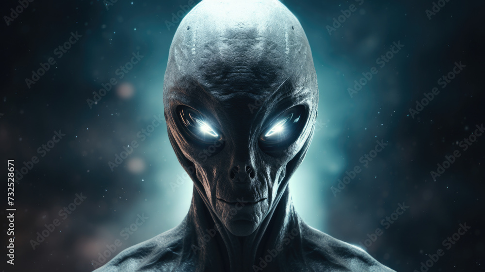 Alien creature has a message for humans. Grey kind humanoid from an other planet portrait series Alien creature has a message for humans. Grey kind humanoid from an other planet portrait series