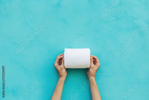 Hand holding tissue paper. photo