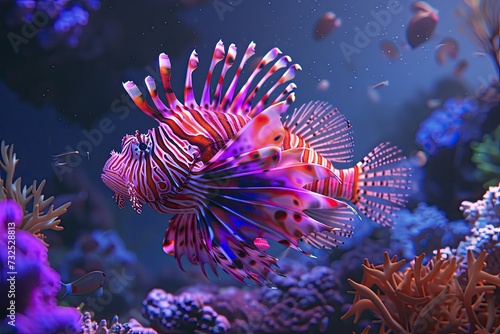 Aquatic Symphony: A mesmerizing display of tropical fish gracefully navigating through an intricately designed aquarium, surrounded by flourishing coral formations.