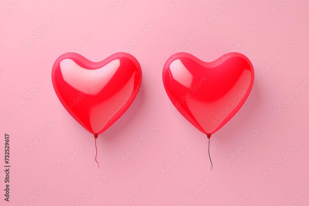 two red balloons in the shape of a heart