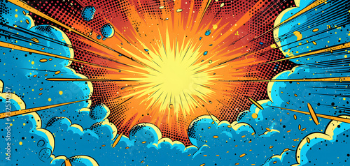 sunburst light smoke comic art style background