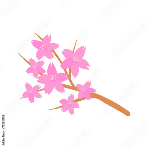 sakura branch with pink flowers. doodle sakura. (ID: 732531283)