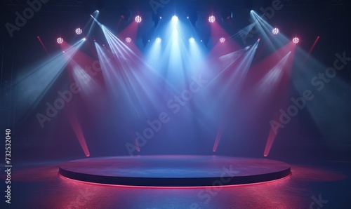 Empty Stage with Dramatic Spotlights Silence and Copy Space