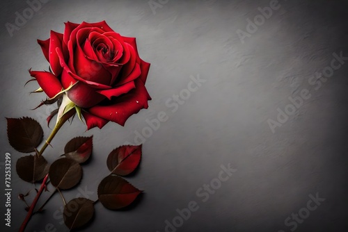 red rose on old paper background