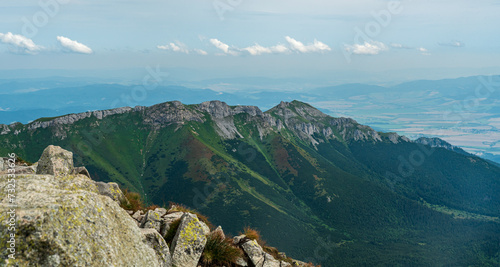 Zadne Jatky, Prostredna Jatky, Predne Jatky and Bujaci vrch hills in Belianske Tatry from Jahnaci stit mountain peak in High Tatras in Slovakia photo