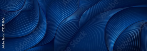Abstract background in blue tones made of curved striped surfaces