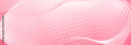 Abstract background made of halftone dots and thin curved lines in pink colors