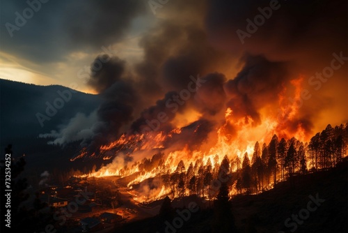 Wildfire drama Mountains consumed by flames in a daytime inferno