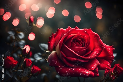 red rose with droplets