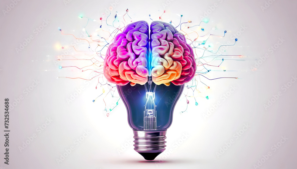 human brain light bulb - strong mind, brainstorm, imagination, intelligence, innovation, solution concept. creativity and intelligence conceptual image. human brain light bulb - strong mind, brainstorm, imagination, intelligence, innovation, solution concept. creativity and intelligence conceptual image.