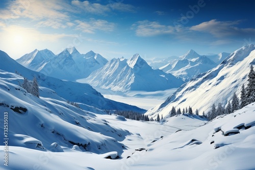 Majestic winter mountains adorned in snow create breathtaking scenic beauty © Muhammad Ishaq