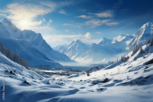Snow draped mountains form a serene and enchanting winter wonderland © Muhammad Ishaq