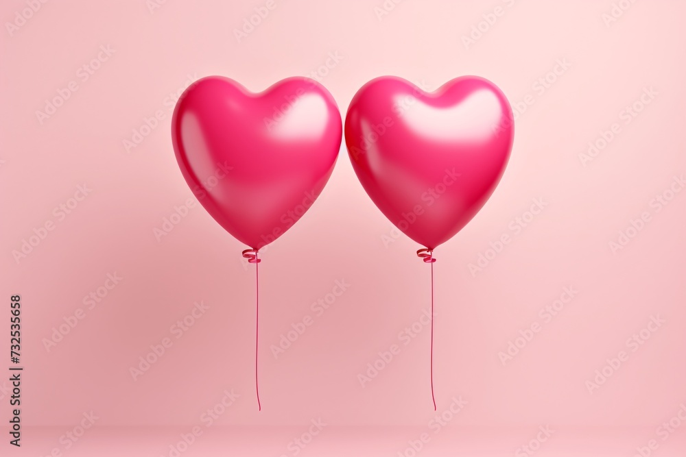 two pink balloons in the shape of a heart