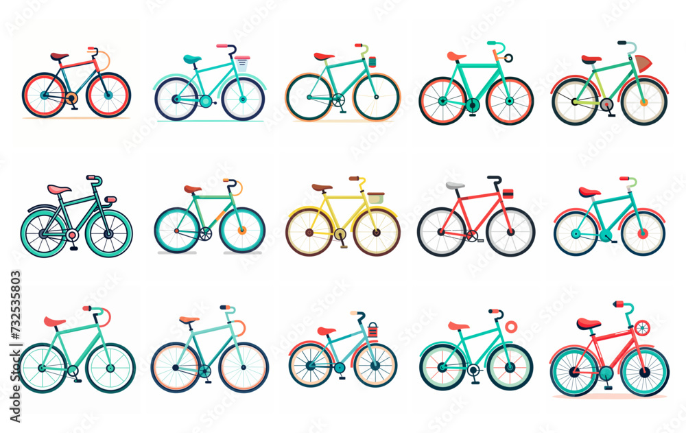 set of bicycles vectors set of bicycles vectors