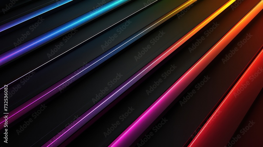 Fototapeta premium A minimalist HD wallpaper featuring super black with colorful RGB light effects, evoking a futuristic, gaming, and high-tech ambiance
