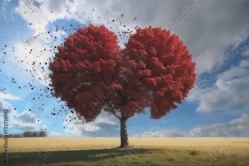 Red heart shaped tree
