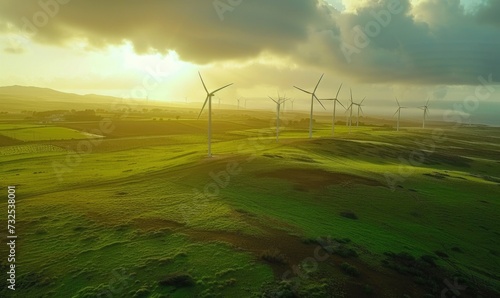 Wind Turbines Aerial Shot