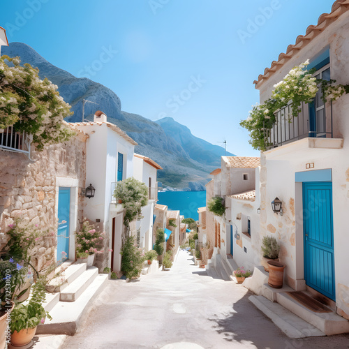Scenic Views from the Castle: Overlooking the Sea, Traditional Greek Houses, and Quaint Streets of the Island Village, Nestled in the Charming Old Town 06