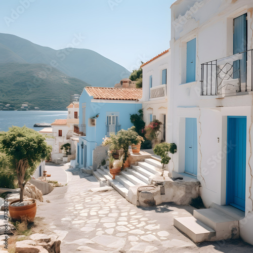 Scenic Views from the Castle: Overlooking the Sea, Traditional Greek Houses, and Quaint Streets of the Island Village, Nestled in the Charming Old Town 03