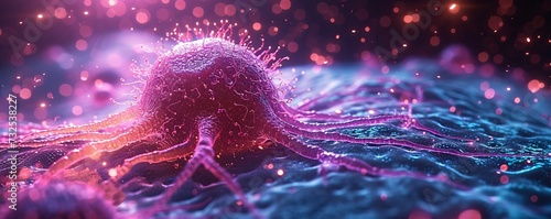 Purple Neon Light: A Glowing, Pink, and Purple Virus Generative AI