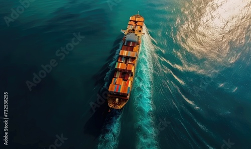 Container Ship Transit Aerial